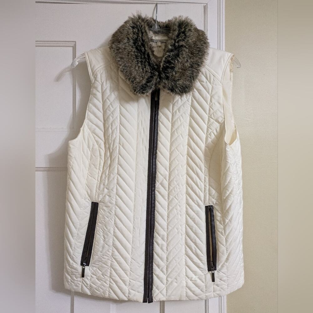Charter Club Vest with Removal Faux Fur Collar